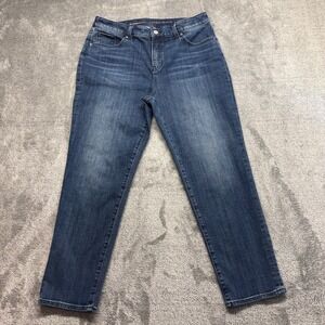 Chico's So Slimming Girlfriend Jeans Womens 10R Blue Excellent Slim Leg Ankle